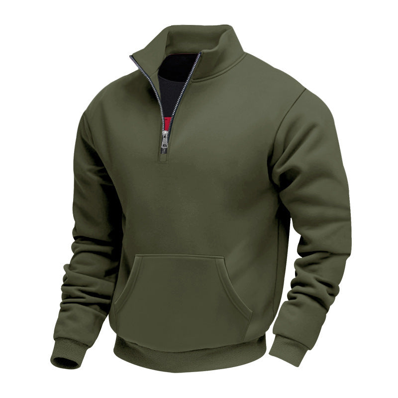Herren Halbzip-Sweatshirt mit Stehkragen, Kängurutasche und Rippbündchen Shop Nory