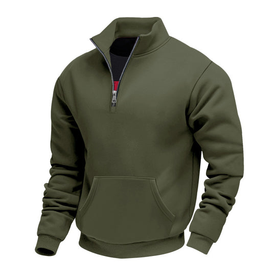 Herren Halbzip-Sweatshirt mit Stehkragen, Kängurutasche und Rippbündchen Shop Nory