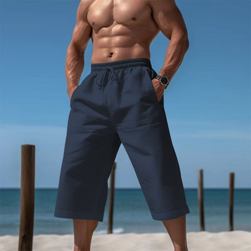 Herren nan lässige knielange Bermuda-Shorts mit elastischem Bund und Tunnelzug