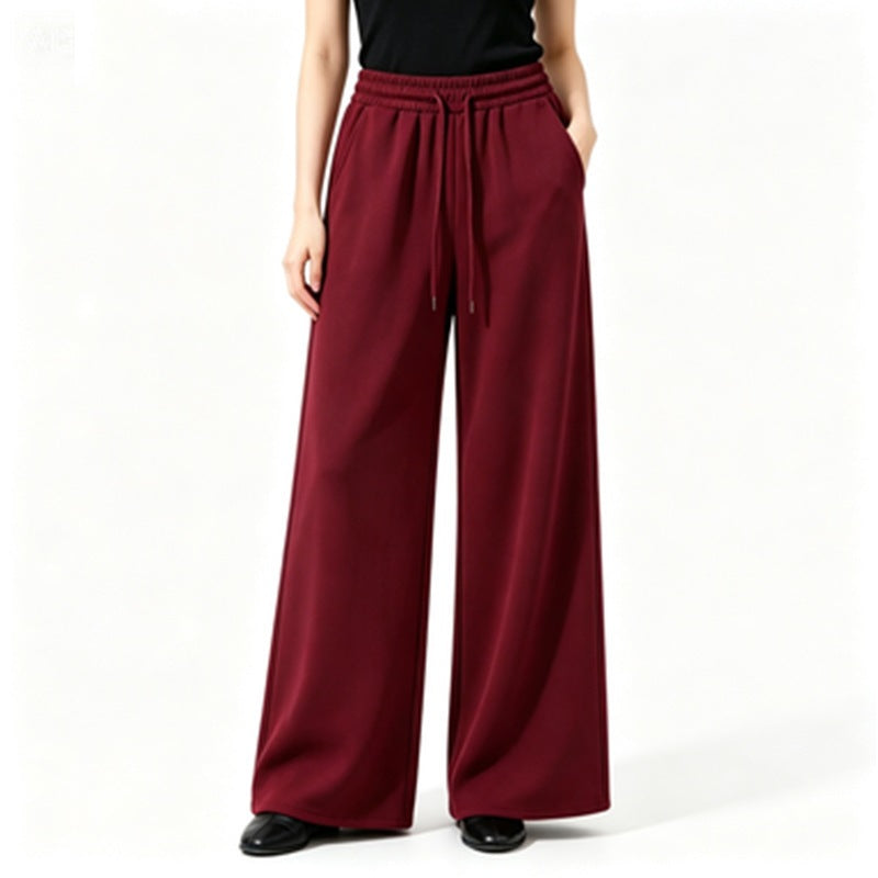 Damen nan weite High-Waist Loungehose mit elastischem Bund, Kordelzug und fließendem Jersey Shop Nory