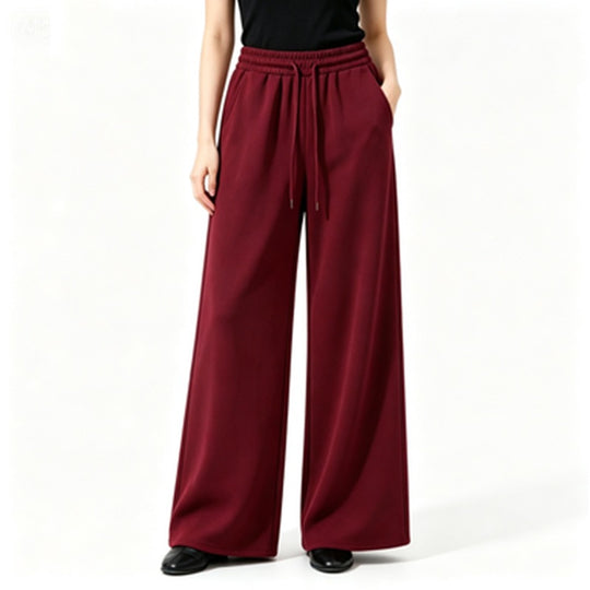 Damen nan weite High-Waist Loungehose mit elastischem Bund, Kordelzug und fließendem Jersey Shop Nory