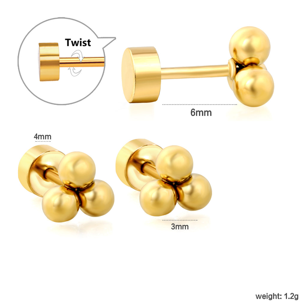 Damen Edelstahl Ohrstecker mit modernem, dreiphasigem Design Shop Nory
