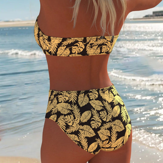 Damen Bikini-Set mit modischem Wellenmuster und verstellbaren Trägern Shopnory