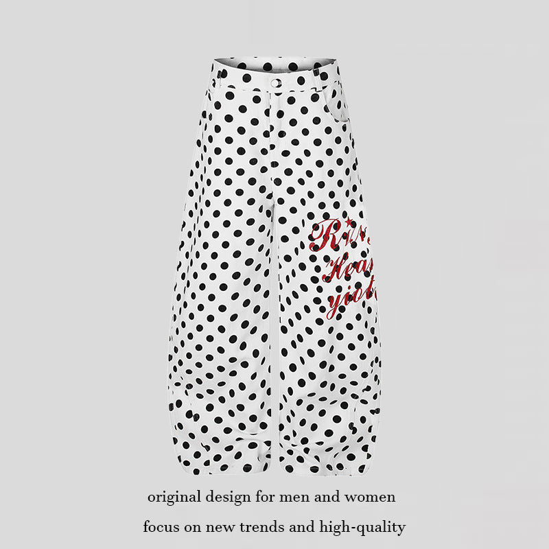 Damen Weite Culotte-Jeans mit Polka-Dot, ballonförmigem Saum und hoher Taille Shop Nory