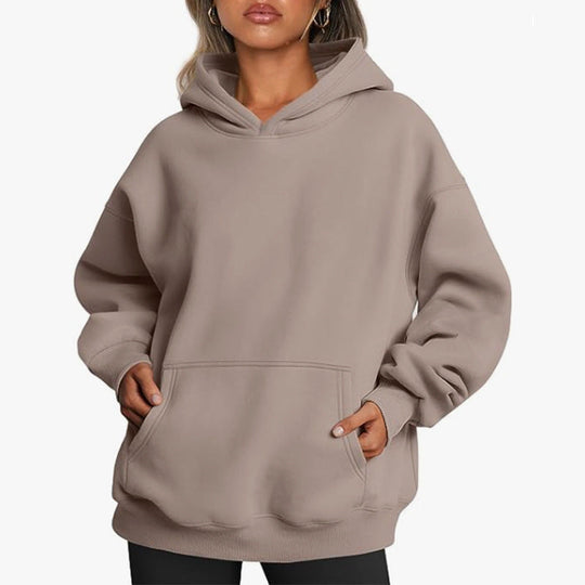 Damen Übergrößen Kapuzenpullover mit praktischen Taschen undlässigem Schnitt