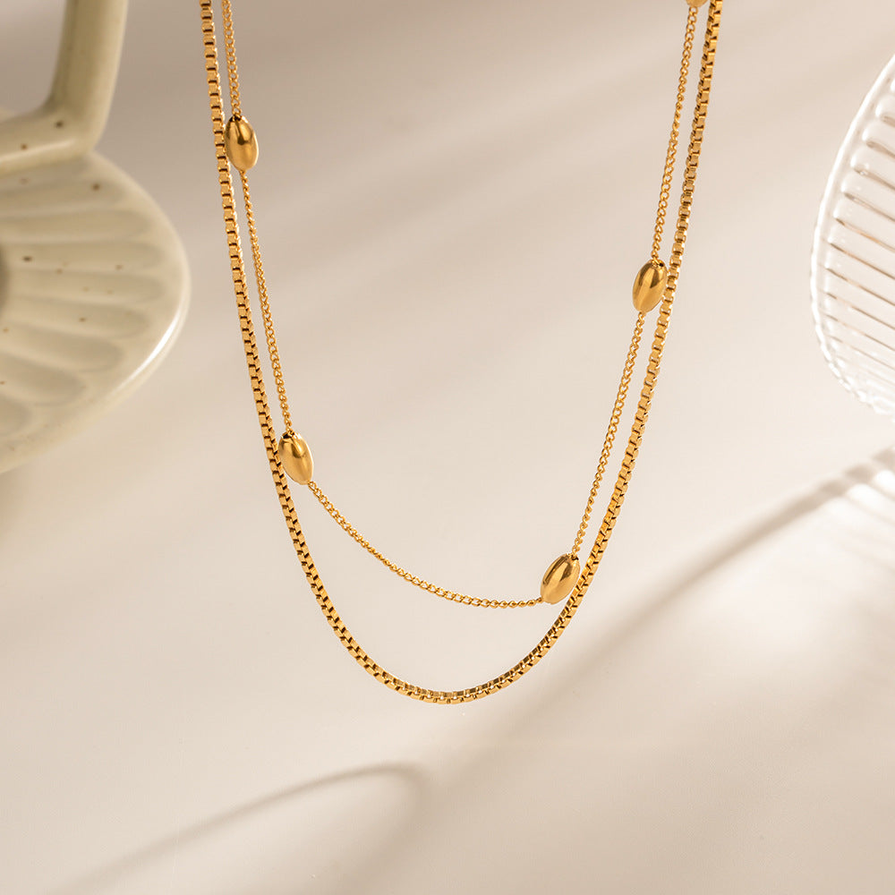 Damen mehrlagige Edelstahl-Halskette mit elegantem Design Shop Nory