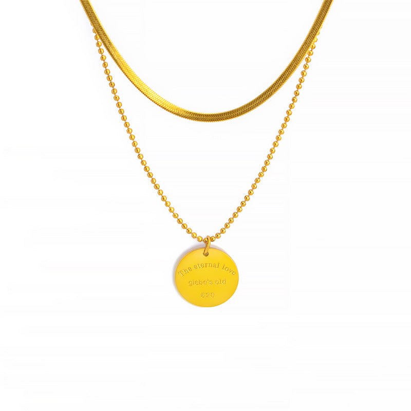 Damen Halskette mit doppeltem Anhänger und eleganter Gravur Shop Nory