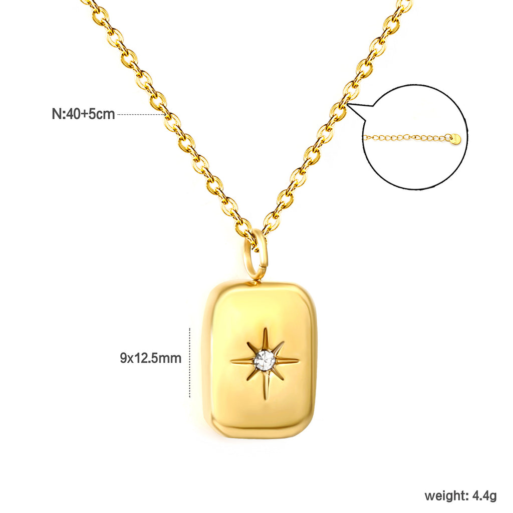 Damen Halskette mit quadratischen Anhängern und funkelnden Zirkonia Shop Nory