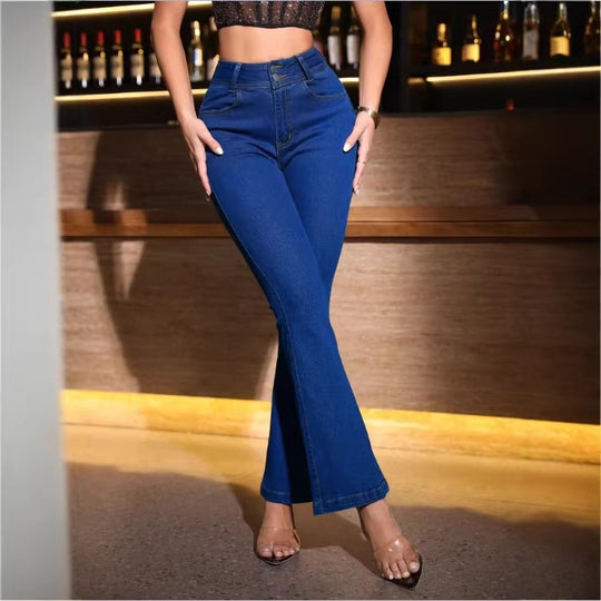 Damen Sculptende High‑Waist Bootcut‑Jeans mit sculptendem Stretchbund Shop Nory