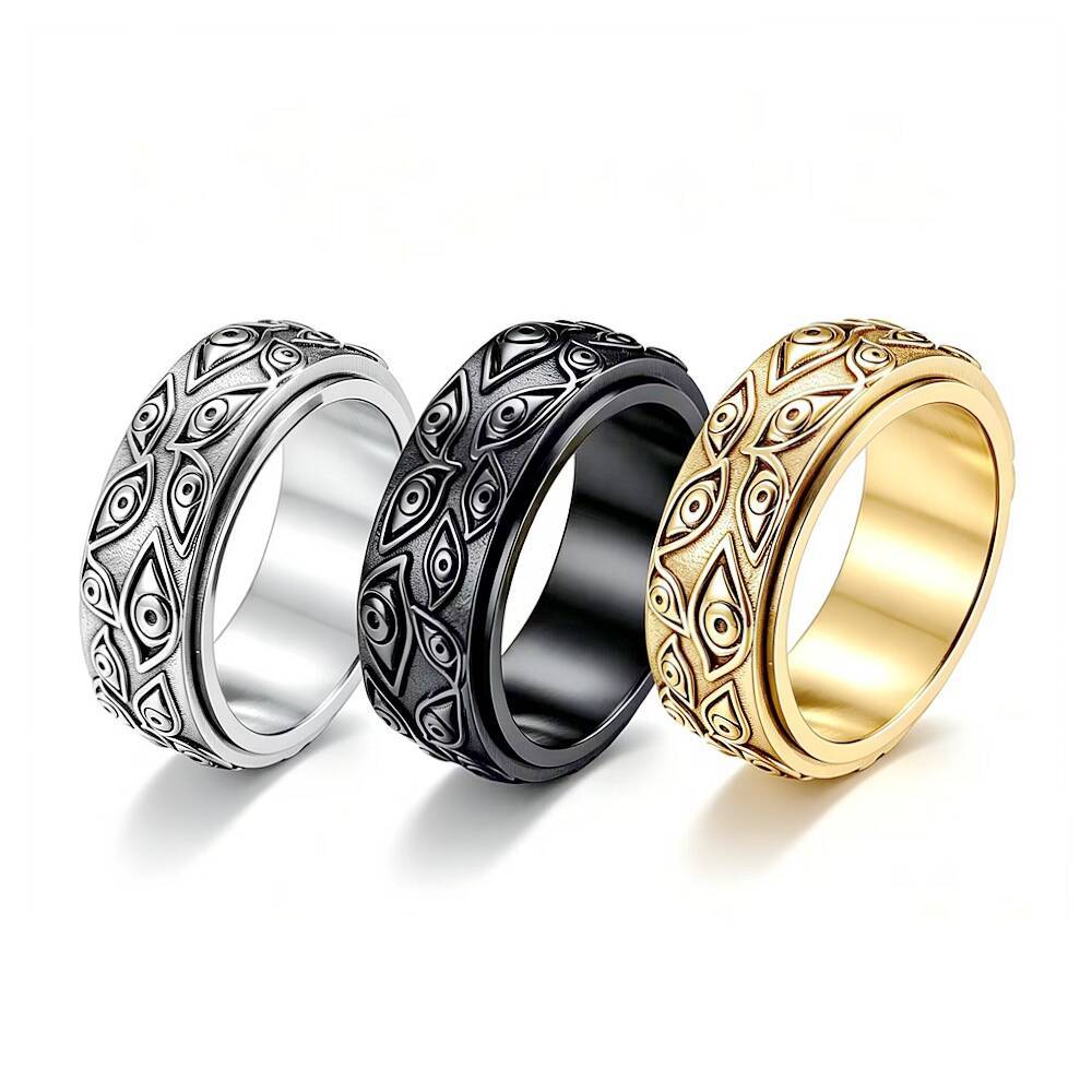 Herren Ring mit kunstvollem Augenmotiv und luxuriöser Oberflächenverarbeitung Shop Nory