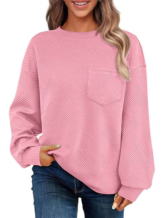 Damen Oversize Strukturstrick-Pullover mit Brusttasche Shop Nory