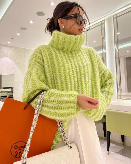 Damen Oversized Grobstrick-Rollkragenpullover mit voluminösen Ärmeln Shop Nory