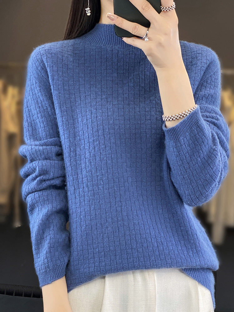 Damen Weicher Boxy-Mockneckpullover im Mohair-Look mit feiner Kastenrippenstruktur Shop Nory