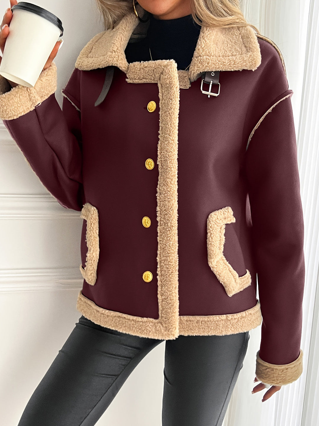 Damen Modische Teddyfelljacke