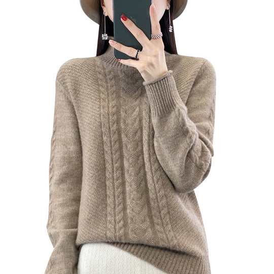 Damen Weicher Zopfstrick‑Mockneckpullover mit kaschmirähnlicher Haptik und verlängerten Rippbündchen Shop Nory