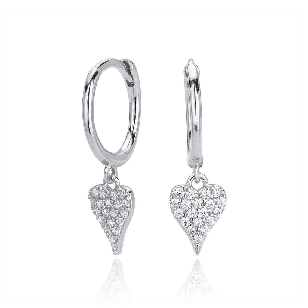 Damen Ohrhänger mit Herzanhänger aus 925 Sterling Silber und funkelnden Zirkonia Shop Nory