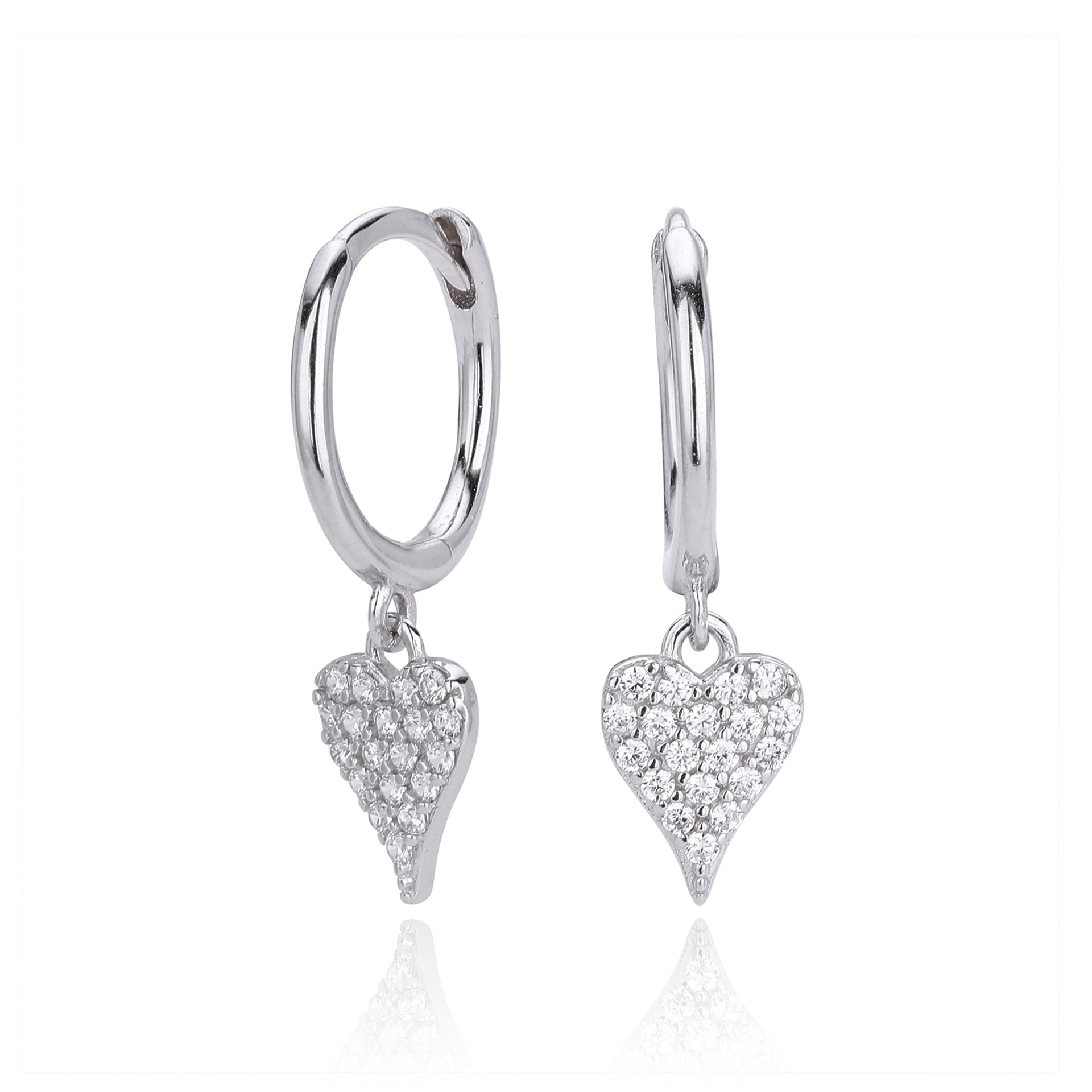 Damen Ohrhänger mit Herzanhänger aus 925 Sterling Silber und funkelnden Zirkonia Shop Nory