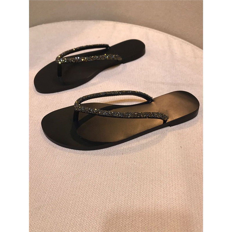 Damen Strandsandalen mit glitzerndem Riemendesign
