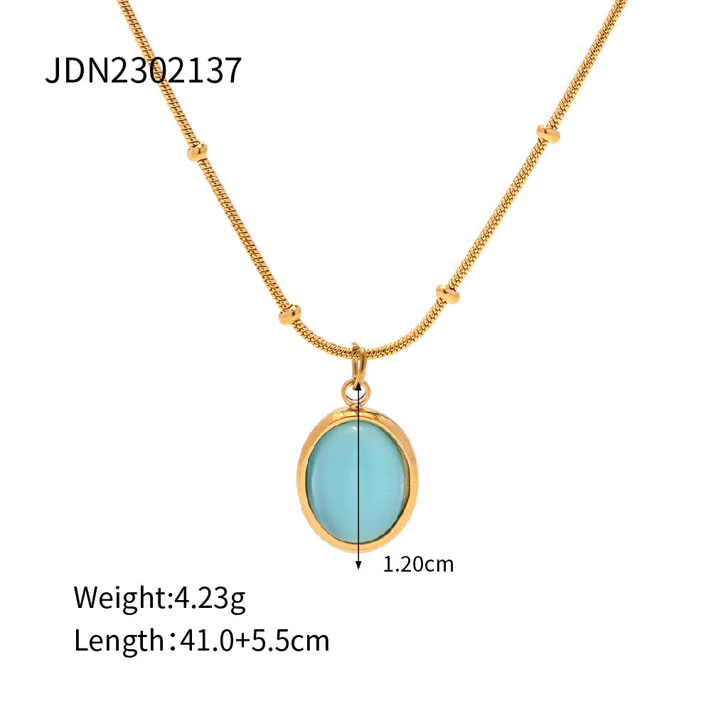 Damen Halskette mit elegantem ovalem Anhänger und hypoallergener Edelstahlverarbeitung Shop Nory