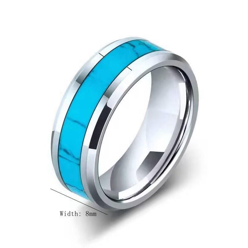 Herren Ring mit edler türkiser Stein - und Edelstahl-Akzent Shop Nory