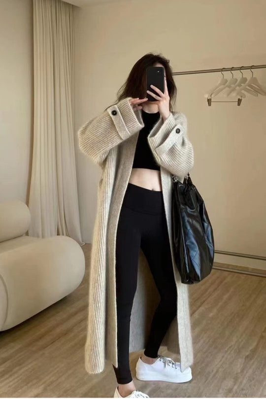 Damen Maxi-Longcardigan aus weichem Rippenstrick mit breiten Manschetten Shop Nory