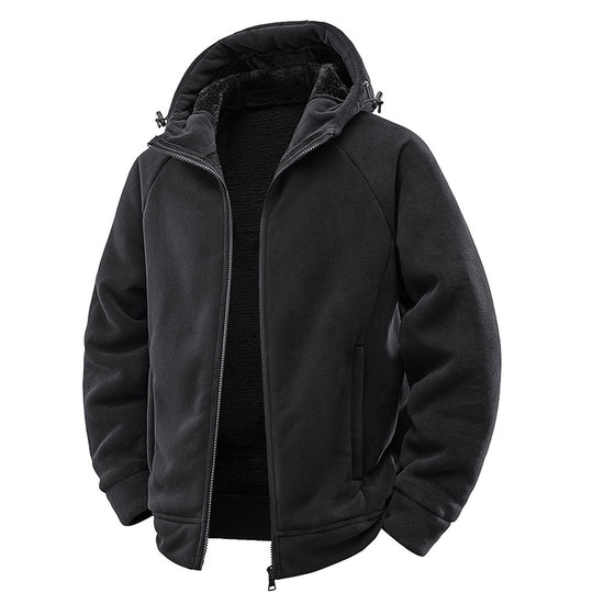 Herren Gefütterte Kapuzen-Fleecejacke mit Teddyfutter und durchgehendem Reißverschluss Shop Nory