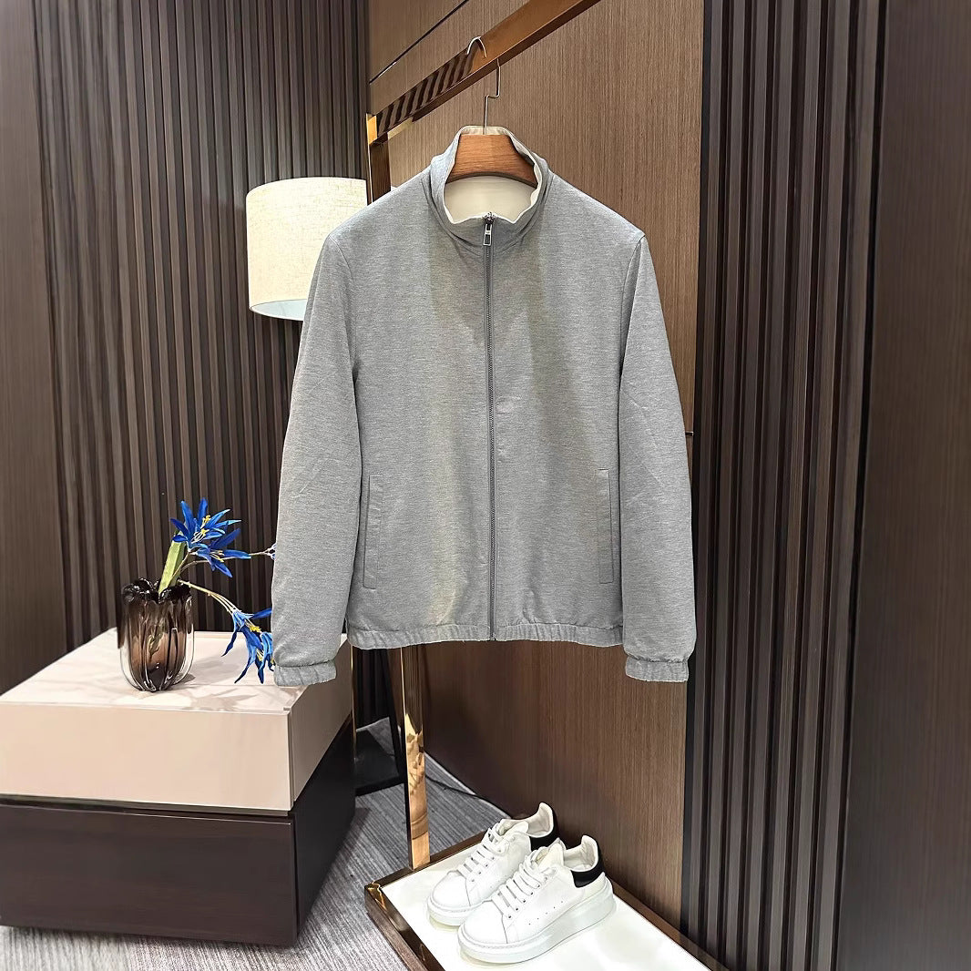Herren Leichte Reißverschluss-Jacke mit elastischem Saum und kontrastkragen Shop Nory