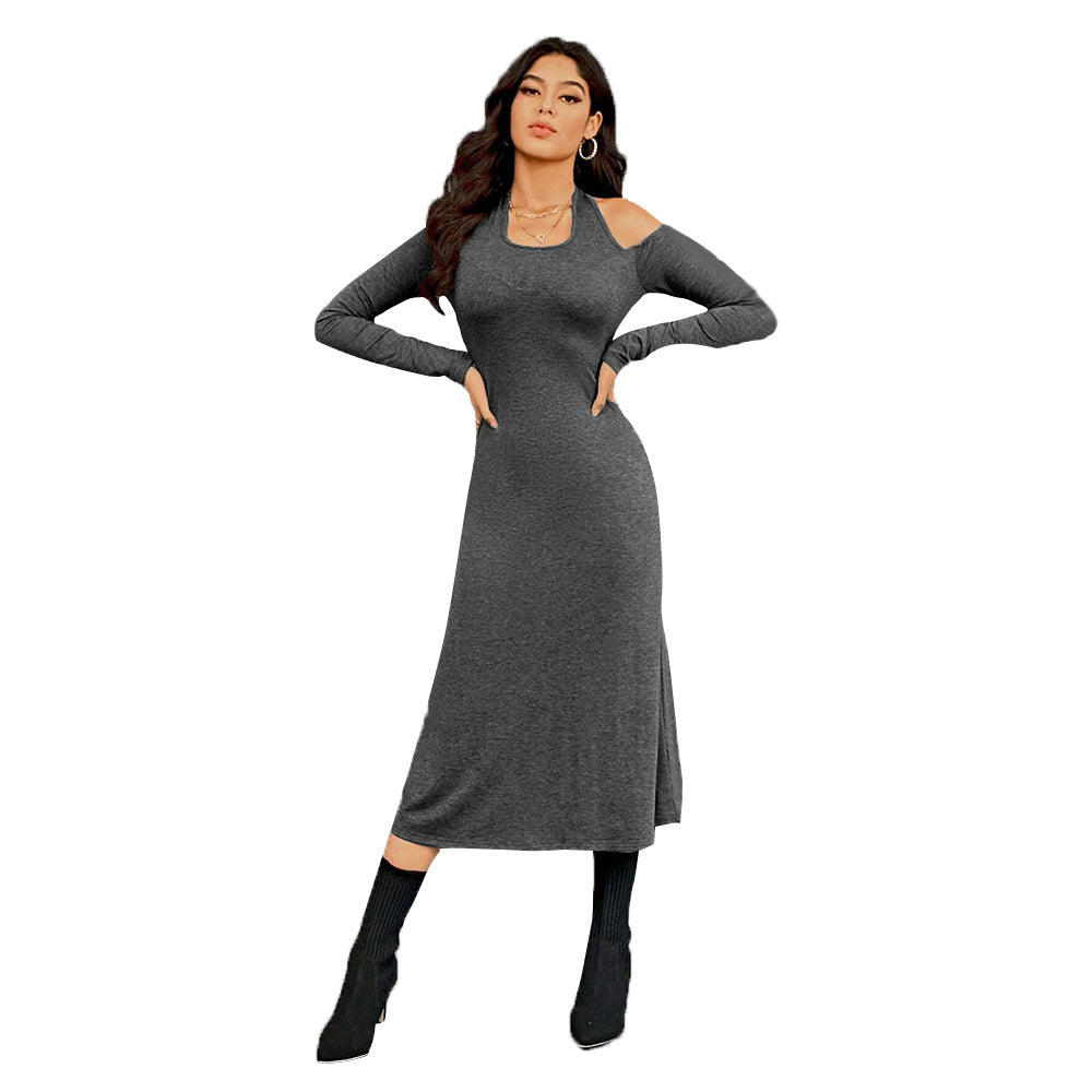Damen figurbetontes Midikleid mit Neckholder, Cut-Out-Schultern und taillierter Jersey-Silhouette Shop Nory
