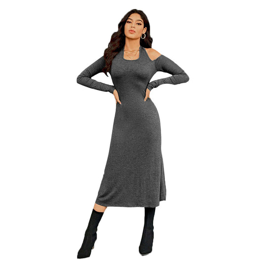 Damen figurbetontes Midikleid mit Neckholder, Cut-Out-Schultern und taillierter Jersey-Silhouette Shop Nory