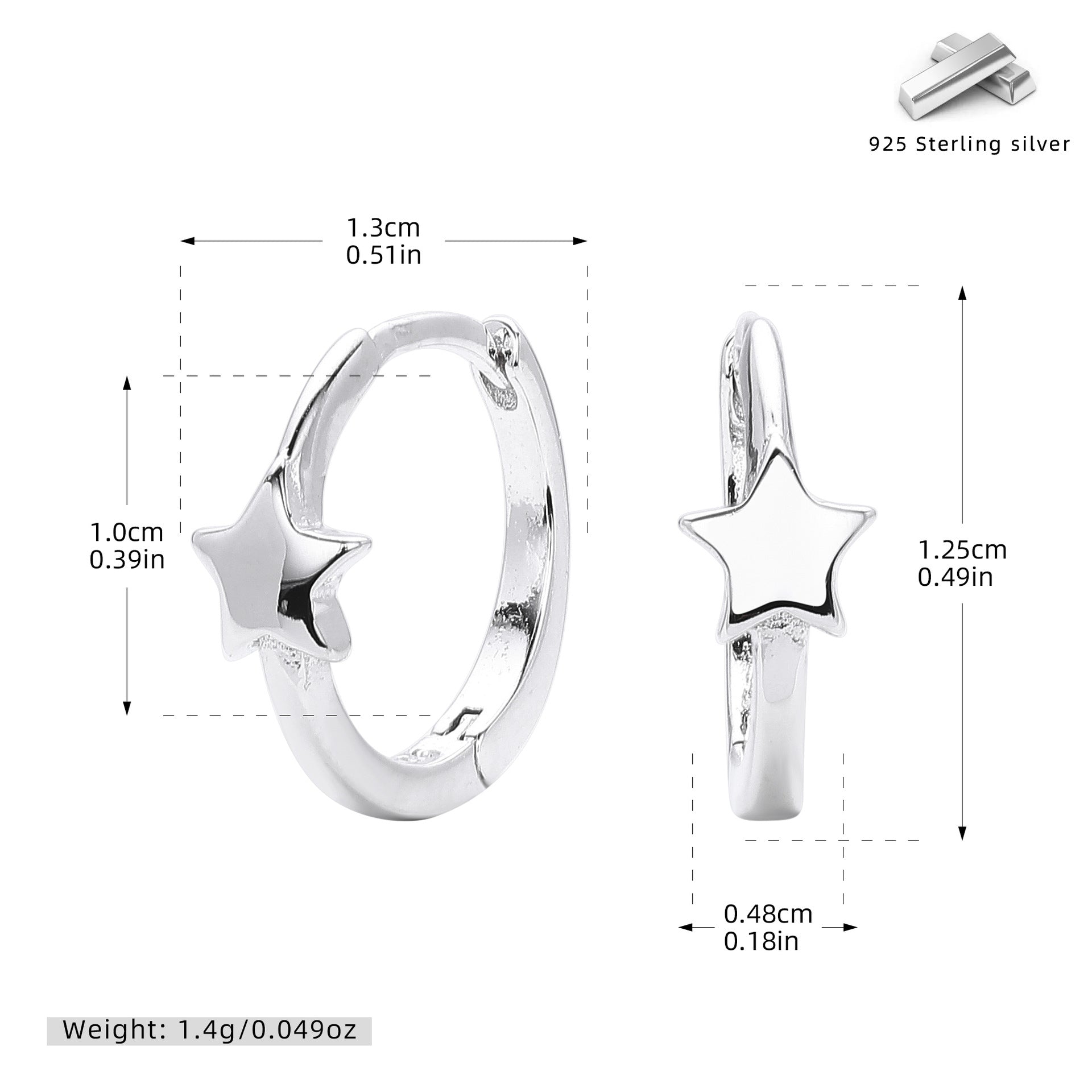 Damen Ohrhänger mit funkelndem Sternanhänger aus 925 Sterling Silber Shop Nory