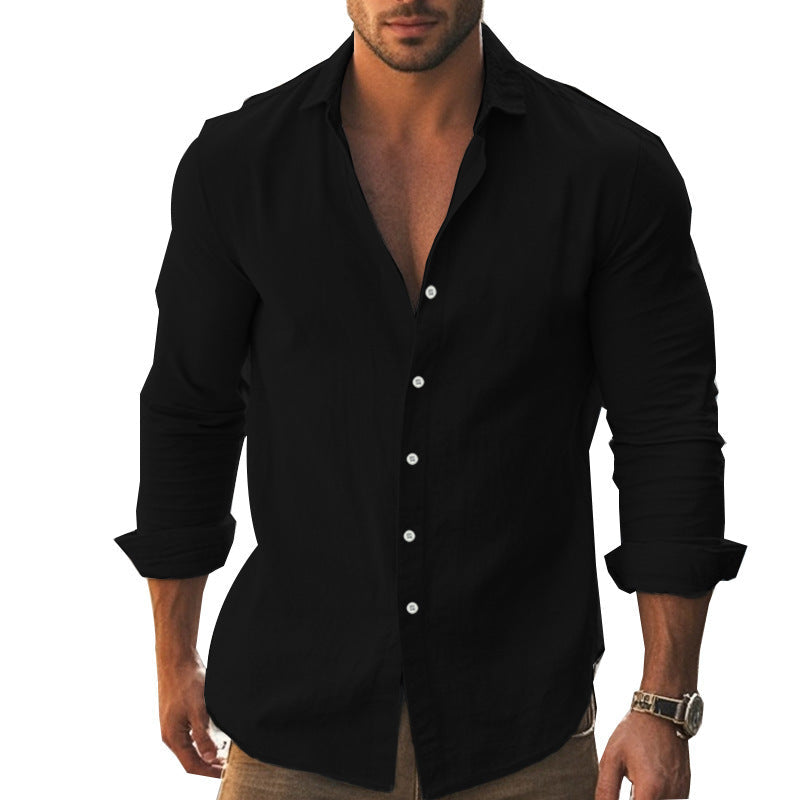 Herren Elegantes Langarmhemd mit modernem Kragen und hochwertiger Baumwollstruktur