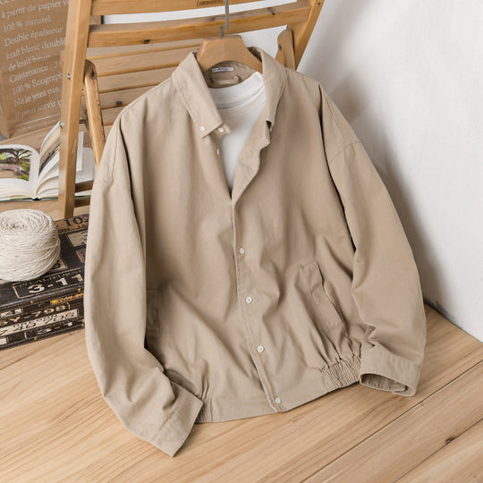 Herren Leichte Baumwoll-Utility-Jacke mit Knopfleiste und elastischem Saum Shop Nory