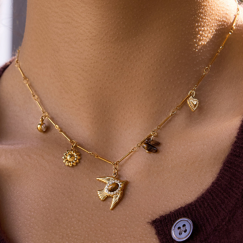 Damen Halskette mit charmantem Vogelmotiv und hypoallergenen Eigenschaften Shop Nory