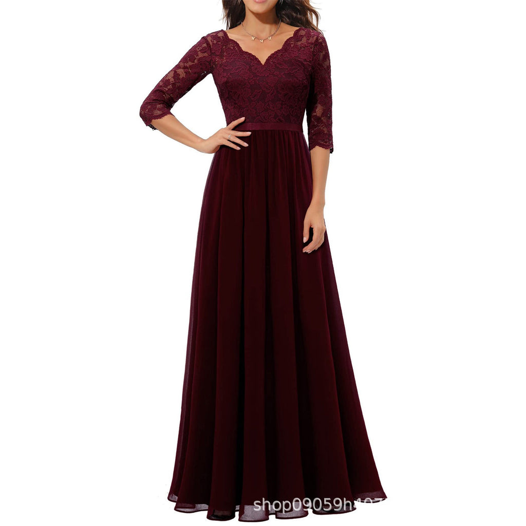 Damen elegantes Spitzenkleid