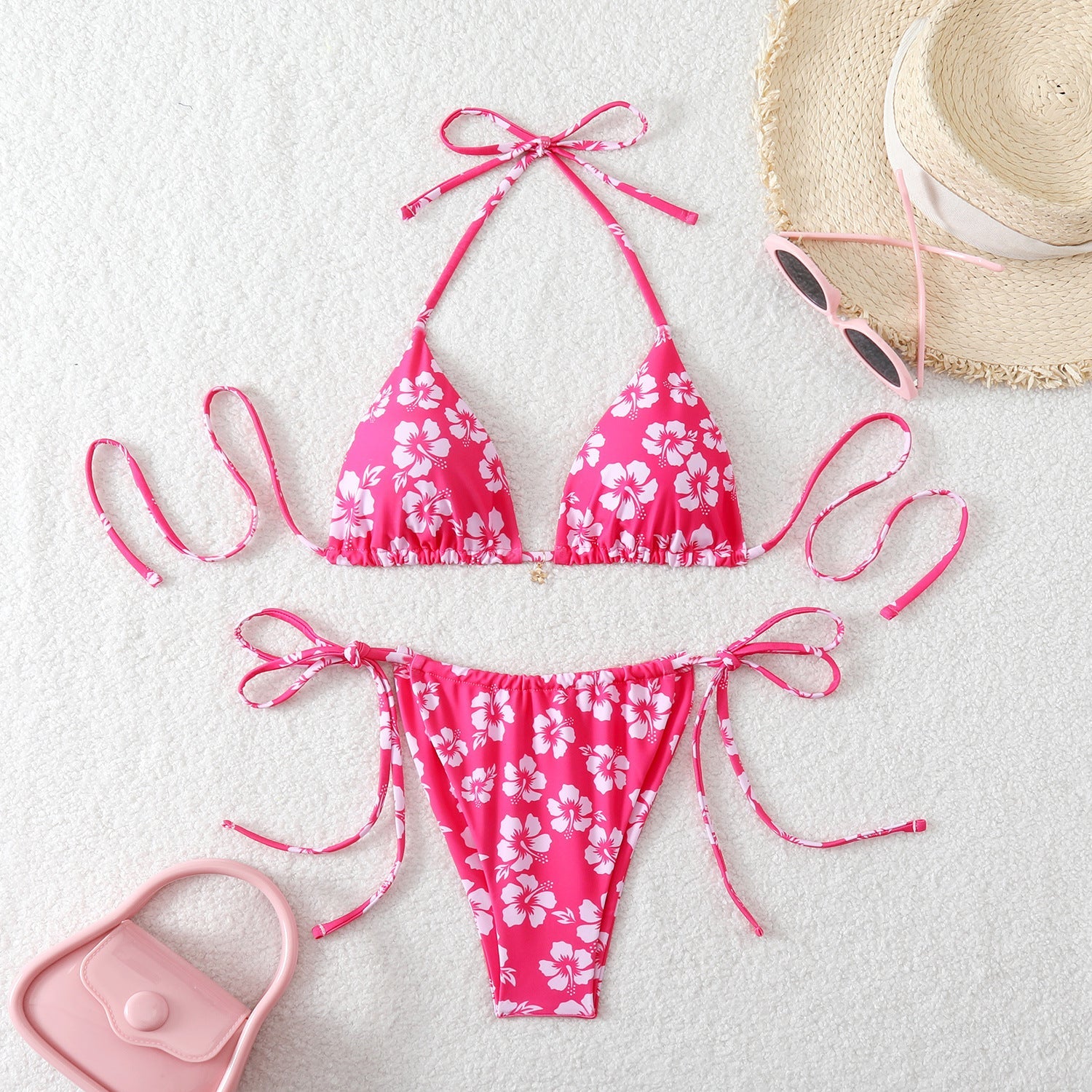 Damen Triangel-Bikini mit verspieltem Kirschmuster