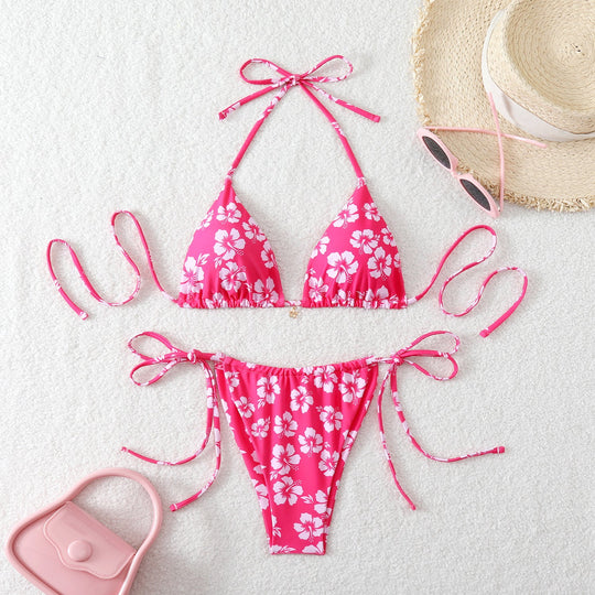 Damen Triangel-Bikini mit verspieltem Kirschmuster