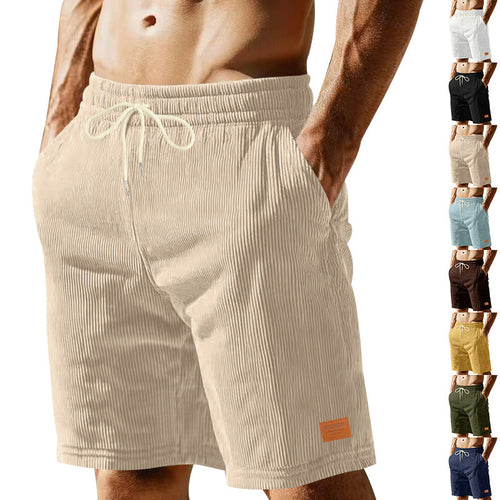Herren nan lässige Bermudashorts aus feinstrukturiertem Baumwollmix mit elastischem Bund und Kordelzug