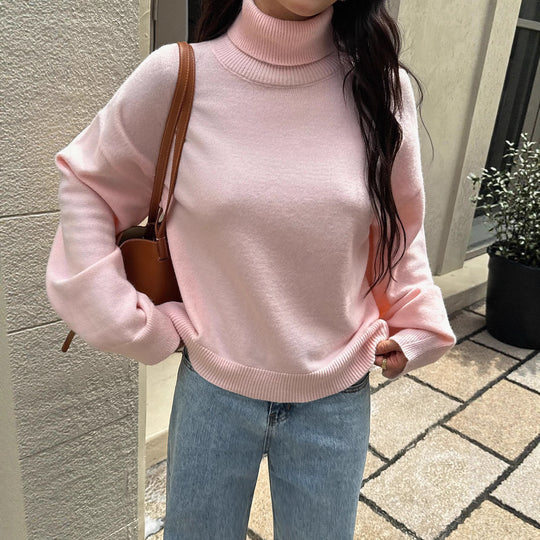Damen nan oversize Rollkragenpullover mit breitem Rippkragen, voluminösen Ballonärmeln und verlängertem Bündchen Shop Nory