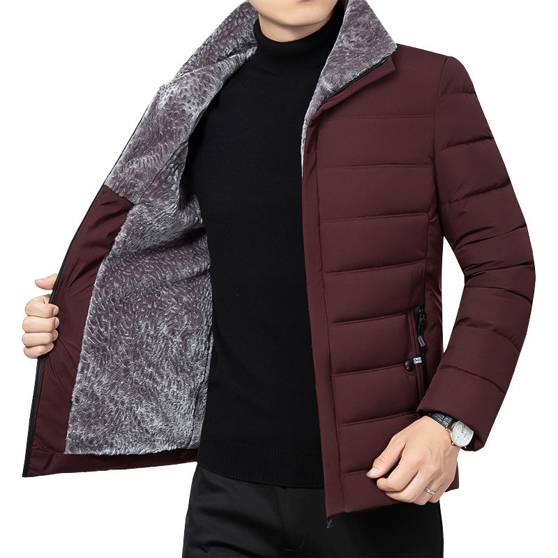Herren Wattierte Winterjacke mit weichem Plüschfutter, Stehkragen und schmaler Steppung Shop Nory