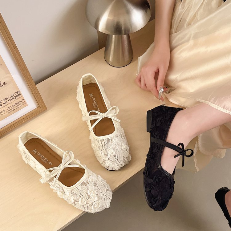 Damen Ballerinas mit floralem Spitzen-Design