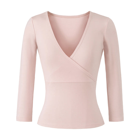 Damen Figurbetontes Wickelshirt aus Stretch‑Jersey mit tiefem V‑Ausschnitt und taillierter Silhouette Shop Nory