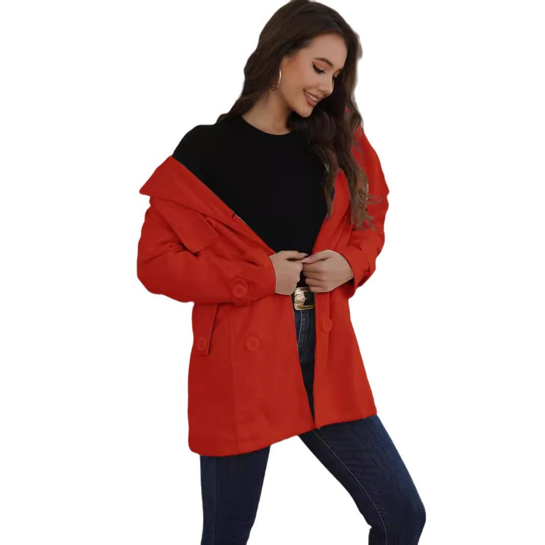 Damen eleganter Trenchcoat mit Gürtel und doppelt geknöpften Details Shopnory