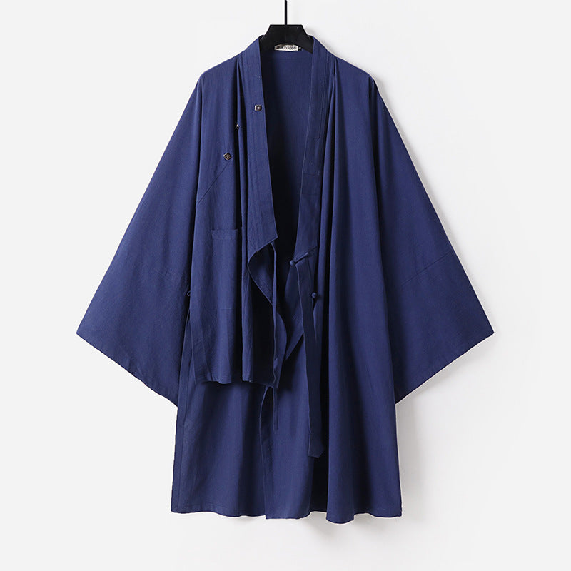 Unisex Oversize-Kimono-Mantel aus Baumwollmix mit weitem Schnitt und Bindegürtel Shop Nory