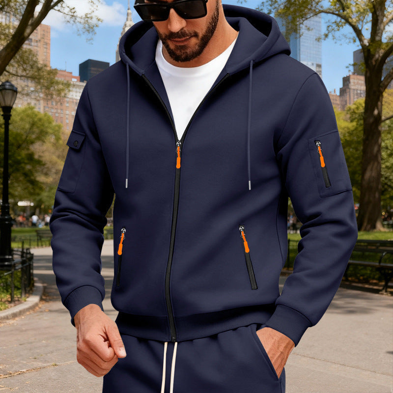 Herren sportlicher Kapuzenpullover mit modischen Schnellverschlüssen und praktischen Taschen