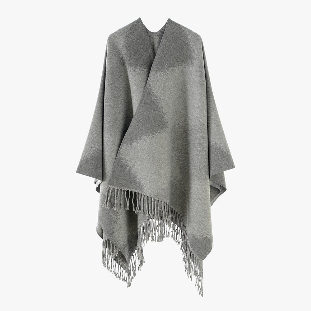 Damen Kaschmiroptik-Cape im Kimono-Schnitt mit feinem Fransensaum Shop Nory