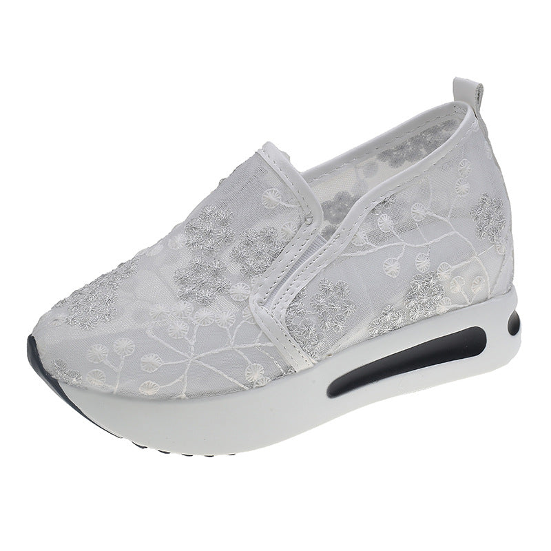 Damen Komfortable Sneaker mit floralem Stickmuster und rutschfester Sohle
