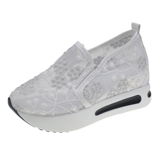 Damen Komfortable Sneaker mit floralem Stickmuster und rutschfester Sohle