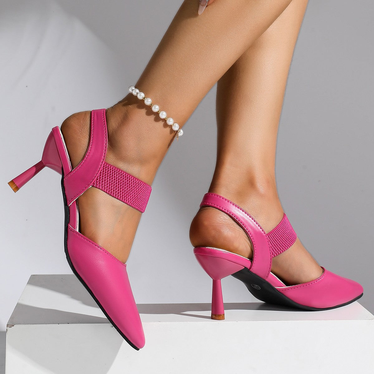 Damen Slingback Pumps mit elastischem Einsatz und elegantem Stiletto Absatz