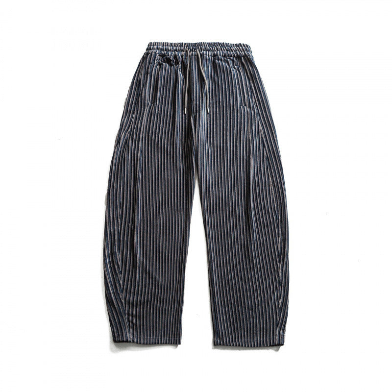 Unisex Weite Cord-Optik Loungehose mit Kordelzug und vertikalen Streifen Shop Nory