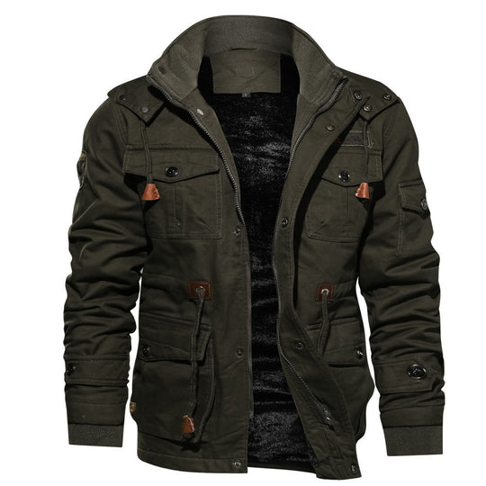 Herren Canvas-Fieldparka mit gefütterter Thermo-Innenlage, Multifunktions‑Taschen und Kapuze Shop Nory